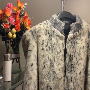 Faux White Tiger Fur Coat